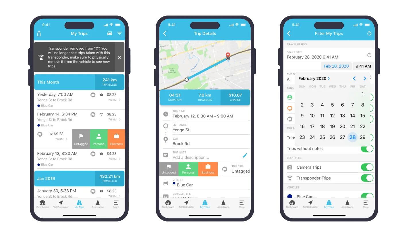 Trip list with up-to-date travel and cost information