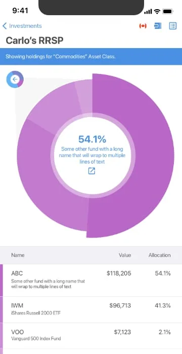Investor app screen 3