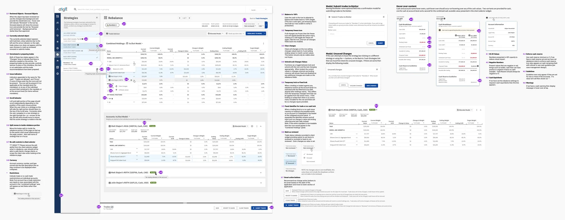 Rebalancing interface