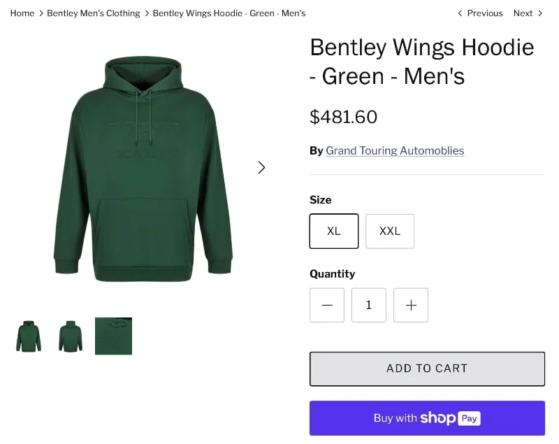 GTA merchandise product page