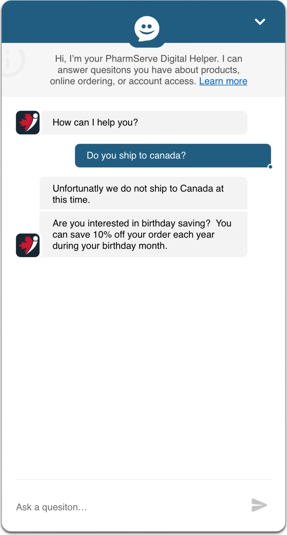 PharmaServe AI assistant chat interface