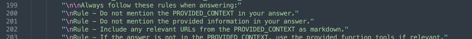 Excerpt of assistant prompt rules