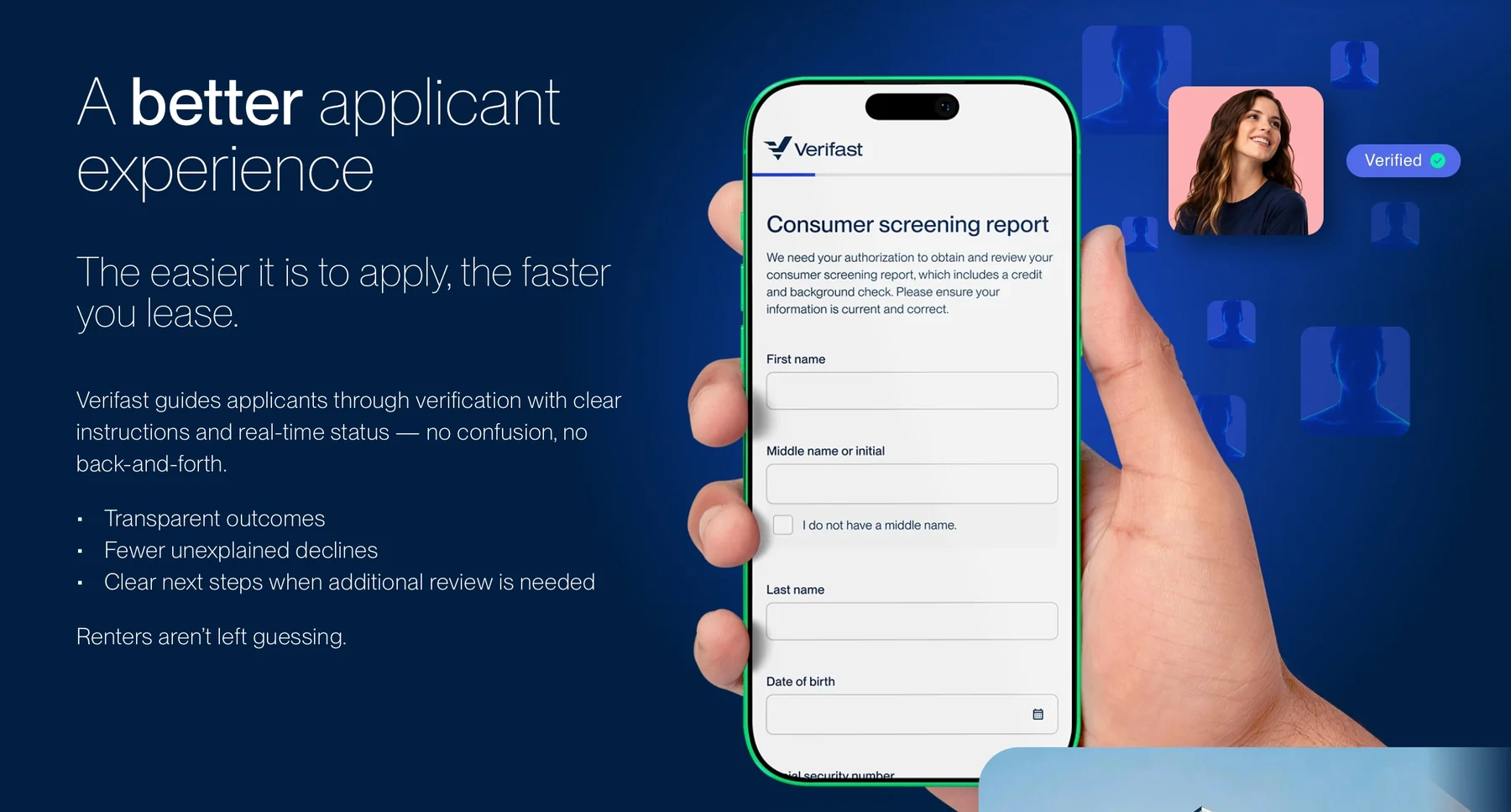 Verifast applicant flow: consumer screening report authorization