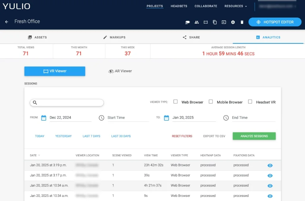Yulio analytics